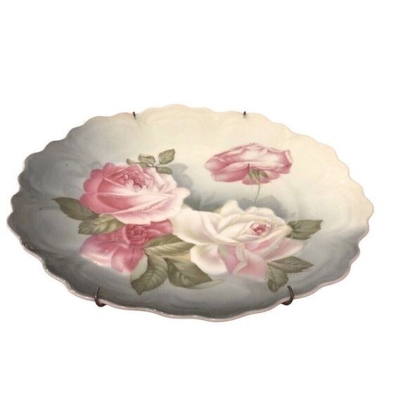 VNT ROSE SCALLOPED EDGE Bavarian Plate Germany Z. S. & Ca Zeh Scherzer Roses - Picture 2 of 9